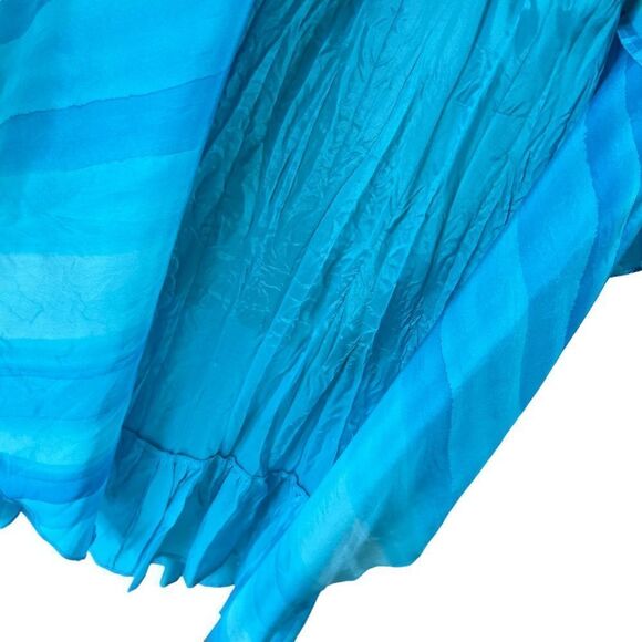 Lauren Ralph Lauren Turquoise Ombre Crinkled Silk Habotai Broomstick Skirt - Picture 4 of 12